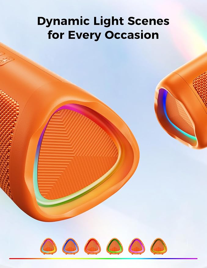 Bluetooth Speaker, 20W HD Sound, Portable Wireless, IPX5 Waterproof, Up to 24H Playtime, TWS Pairing, for Home/Party/Outdoor/Camping/Beach Essentials, Electronic Gadgets, Birthday Gift (Orange) - Image 3