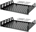Tecmojo 2 Pack 2U Rack Shelf,19 inch Rack Mount Shelf 14 inch Depth,with Anti-Slip Stops,Server Rack Shelf and Network Shelf for 19 in Equipments, 55lbs Capacity of Vented 2U Shelf,Black,No Lip by Tecmojo