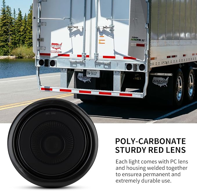 4 Inch LED Trailer Lights with Halo Ring, 32 LED Stop Turn Brake Light for Truck Semi Trailer RV, IP67 Waterproof Universal 12V Kit Includes Grommets & Pigtails (2pcs smoke lens red light) - Image 5