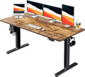 HUANUO Electric Standing Desk, Whole Piece Desktop, Adjustable Height Computer Desk, 4 Height Memory Settings, Sit Stand Up Desk for Home Office, 60" x 24", Vintage by HUANUO