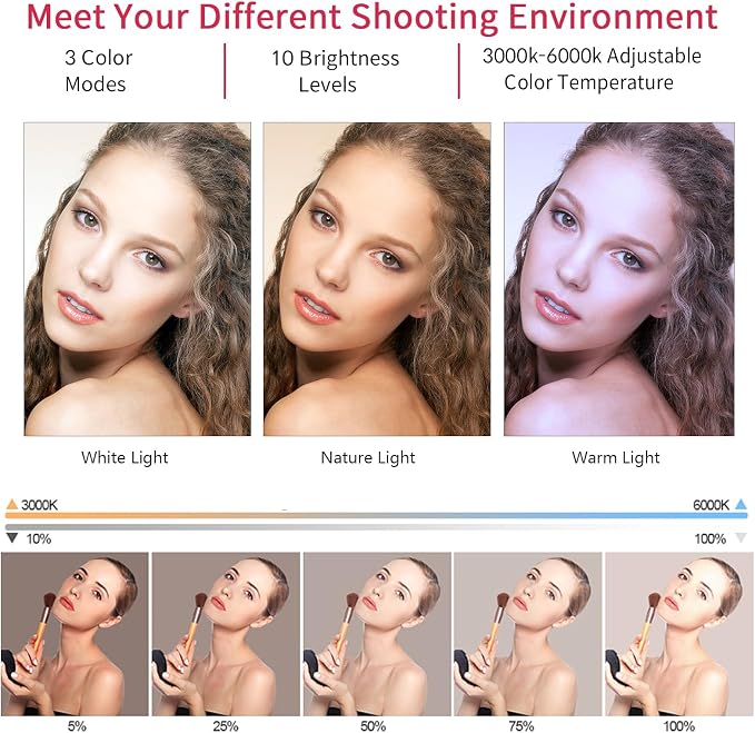 21 inch LED Ring Light with Tripod Stand, Video Ring Light for Selfie Photography Vlog Recording Conference Meeting Studio Portrait YouTube TikTok Makeup with Carrying Bag and Remote Control, CRI>97 - Image 2