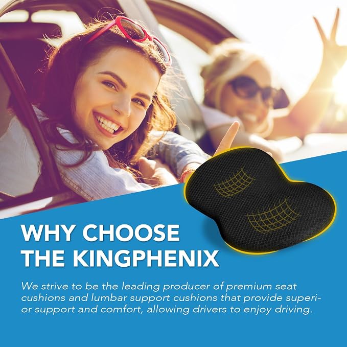 kingphenix Wedge Car Seat Cushion, Memory Foam Pad for Driving Comfort | High-Density Memory Foam Seat Cushion, 4D Breathable Mesh & Non-Slip Bottom for Long Drive Comfort & Office Use, X - Black - Image 6