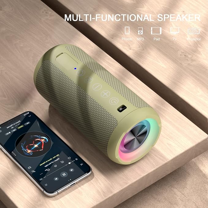 Ortizan Portable Bluetooth Speakers, IPX7 Waterproof Wireless Speaker with 24W Loud Stereo Sound, Outdoor Speaker with Bluetooth 5.3, Deep Bass, RGB Lights, Dual Pairing, 30H Playtime for Home - Image 5