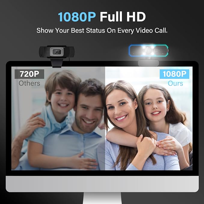 NBPOWER 1080P 60FPS Streaming Camera Webcam with Microphone and Fill RGB Light,Autofocus,Work with Laptop/Desktop Computer/Winsdows/Mac OS/PC Computer for Camera - Image 7