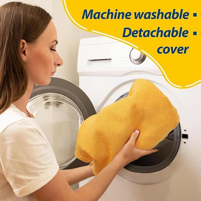AAAAAcessories D-Shaped Chair Cushions, 2" Thick Dining Chair Pads with Ties and Removable, Machine-Washable Cover, 17" x 16", Set of 2, Golden Orange - Image 4