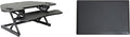 Rocelco 46" Height Adjustable Corner Standing Desk Converter with AC Outlet USB Charger and Anti-Fatigue Floor Mat - Sit Stand Up Tabletop Riser - Keyboard Tray - Black (R CADRB-46-ACUSB-MAFM) by Rocelco