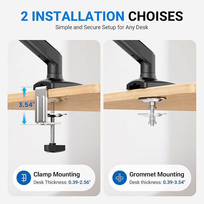 GRIFEMA Gas Spring Monitor Mount for 13-32", Single Monitor Arm | Full Motion 360 Rotate Swivel Tilt, Up to 19.8 Lbs, VESA 75/100mm, Easy Install, Monitor Stand for Home Office Gaming - Image 8