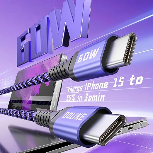 HEPU USB C to USB C Cable, 60W Fast Charging C Cord 5-Pack[3/3/3/6/6FT] | for iPhone 17 16 15 Pro Max Type C to C Cable for Samsung S25/S24 for iPad Mini/Air MacBook Pro 2022 - Image 4