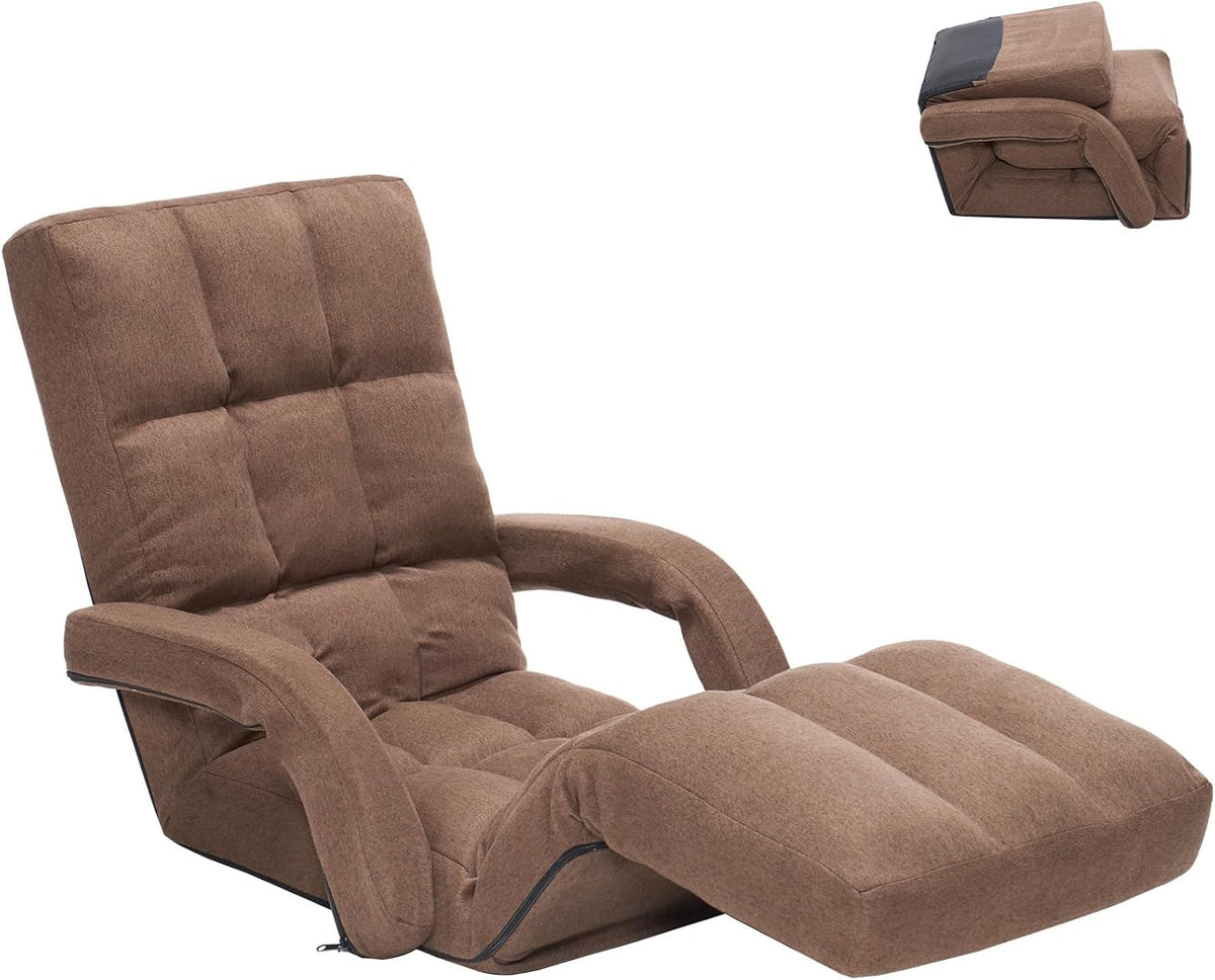Adjustable Floor Chair with Footrest, 14-Position Chaise Lounge by FLOGUOR