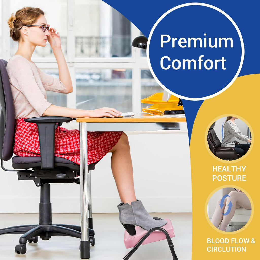 Ergonomic Adjustable Under Desk Foot Rest， Black - Image 6