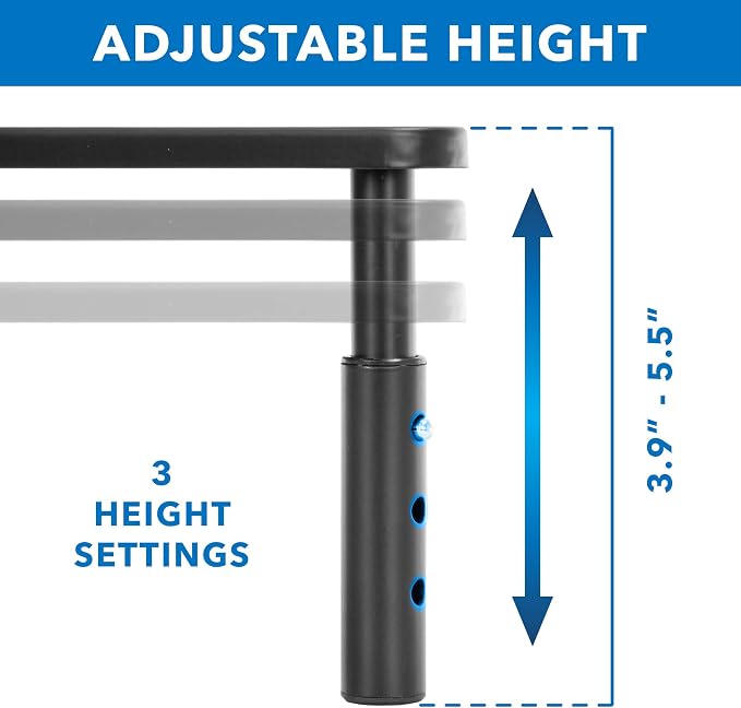 Mount-It! Height Adjustable Single Monitor Riser | Metal Mesh Computer Screen Platform | Desktop Riser for Laptop, Monitor, and Printer | 44lbs Capacity (Black) - Image 7