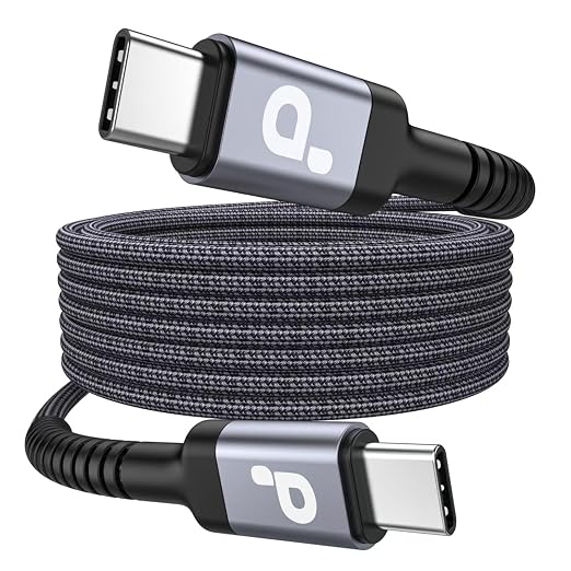 Extra Long USB C to USB C Cable 15FT, 100W USB C Cable Fast Charging Cord | Upgraded Durable Braided USB C Cable for iPhone 17 16 15 Pro Max, MacBook Pro, Samsung Galaxy S10 S9 Plus, LG and More-1Pack by PRAKIE