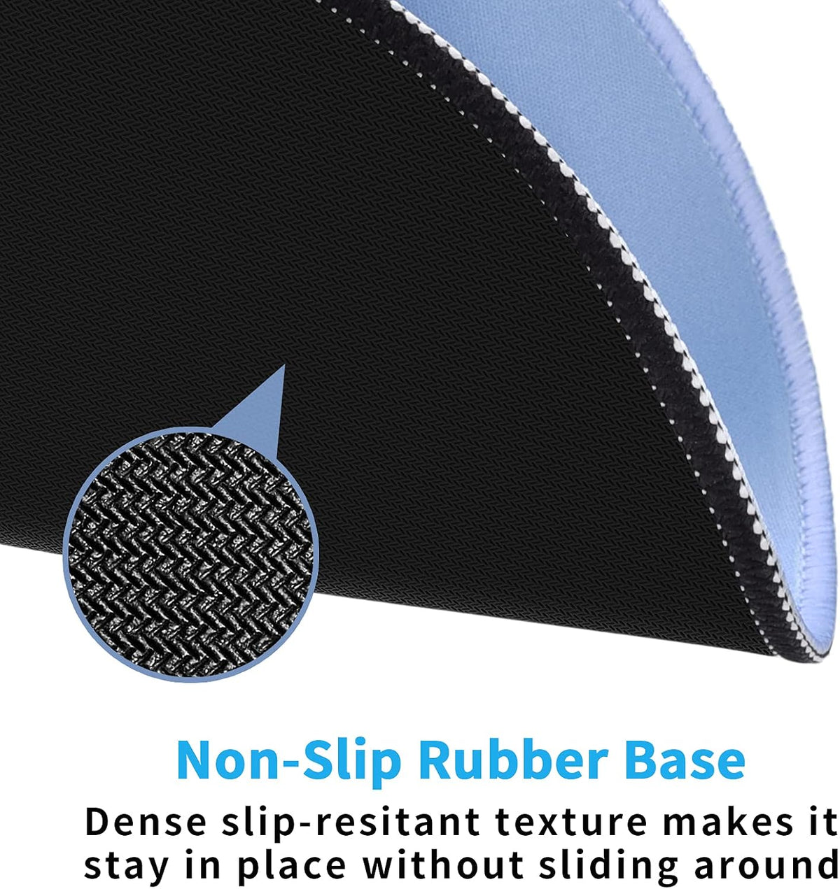 Round Mouse Pad, 8.7 x 8.7 Inch Premium-Textured Washable Non-Slip Rubber Base Cute Small Mouse Mat with Stitched Edge for Women Wireless Computer Laptop Gaming Desk Accessories, Sky Blue - Image 3