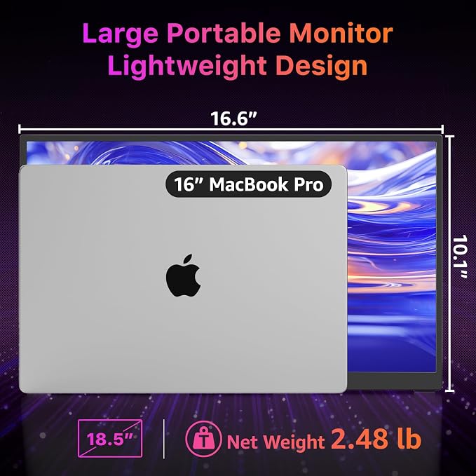 kksmart Portable Monitor for Laptop MacBook Surface PC Xbox PS5, Travel Monitor Second Screen for Laptop, HDMI USB-C VESA Compatible Built-in Speaker, 18.5inch - Image 8