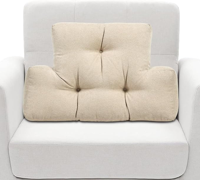 Back Pillow for Recliner Lumbar Support Pillow Soft and Fluffy Back Support Cushion Thick Lumbar Cushion for Chairs, Recliners,Sofa, Couch and Bed for Pain Relief Beige by TANYOO