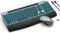 JOYACCESS Ergonomic Wireless Backlit Keyboard with Phone Holder,Rechargeable Wireless Keyboard Mouse Combo with Light Up Keys for for Laptop, PC, Mac, Windows-Grey by JOYACCESS