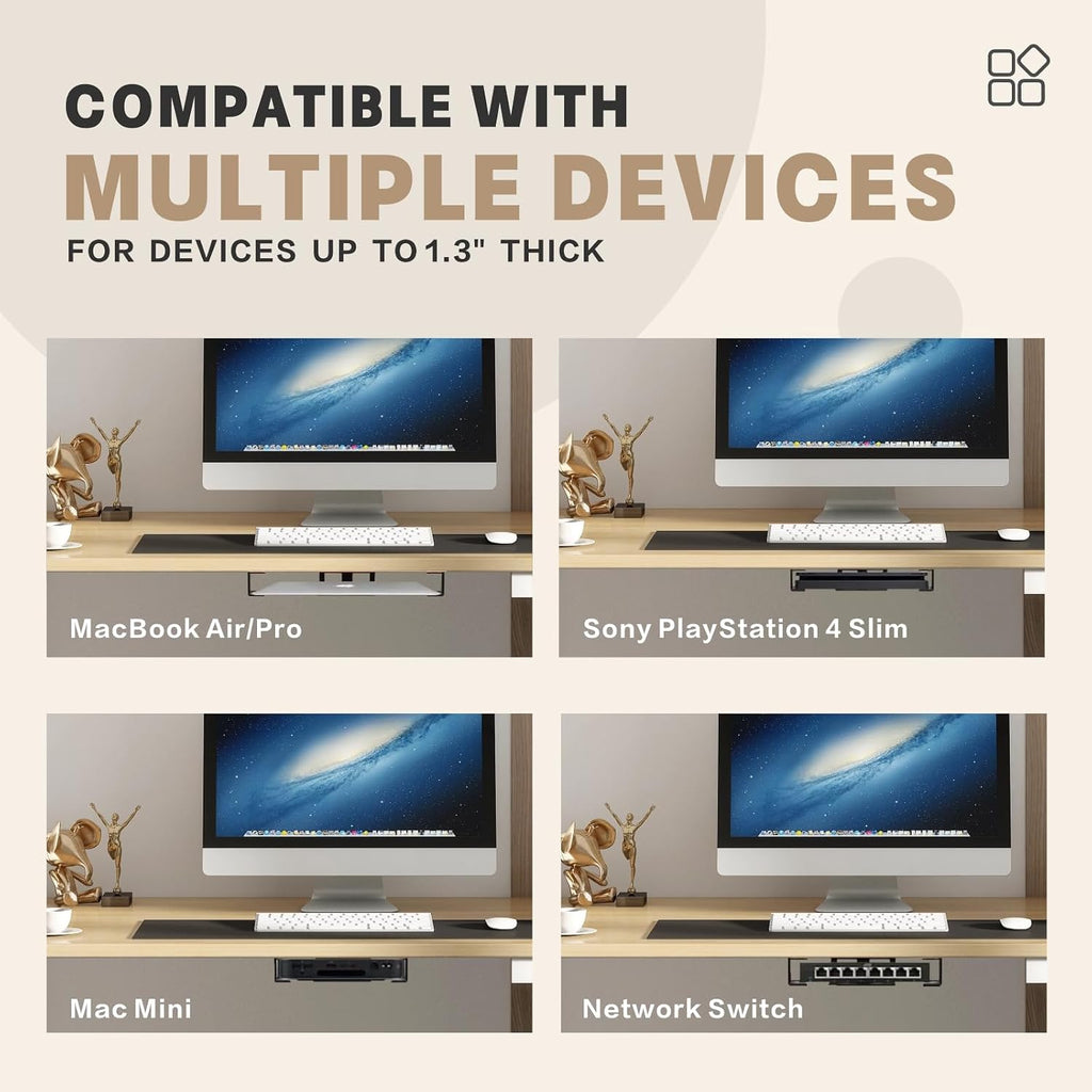Under Desk Laptop Mount, 3Pcs Metal Laptop Holder for Desk - Image 6