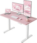 HUANUO 48x24 Inch Electric Standing Desk, Height Adjustable, Pink | 176 Lbs Capacity, Smooth Home Office Desk, 4 Memory Presets & Headphone Hooks, 28.3–46.5 Inch Height Range, Easy to assemble by HUANUO