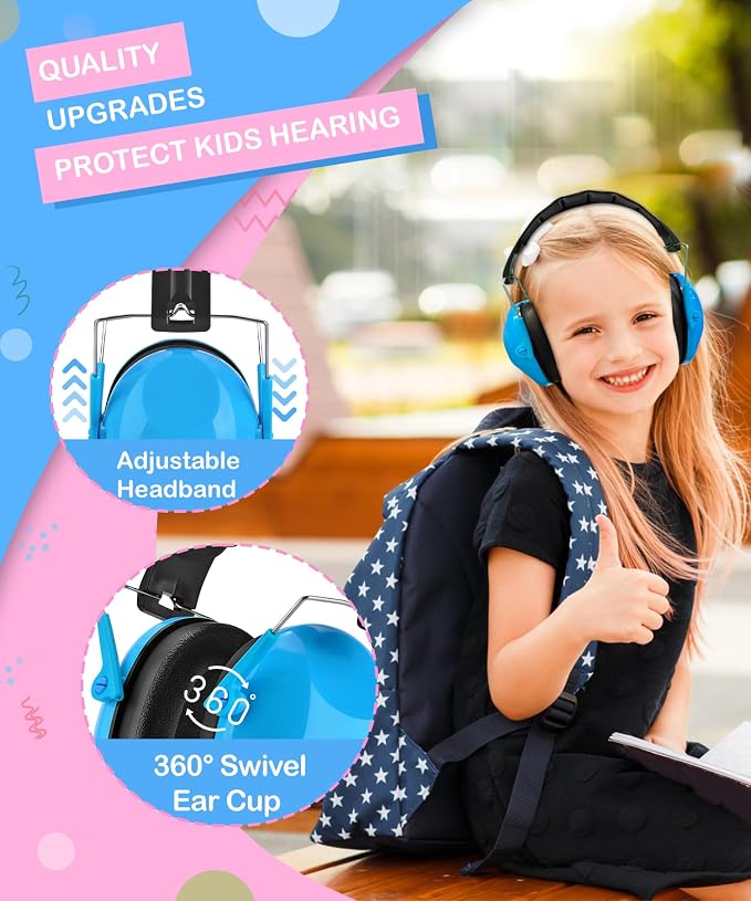 ZOHAN 032 Kids Noise Cancelling Headphones - 25dB NRR Kids Ear Protection, Hearing Protection Safety Ear Muffs for School Monster Truck Fireworks Traveling Studying Concerts Autism - Blue - Image 3