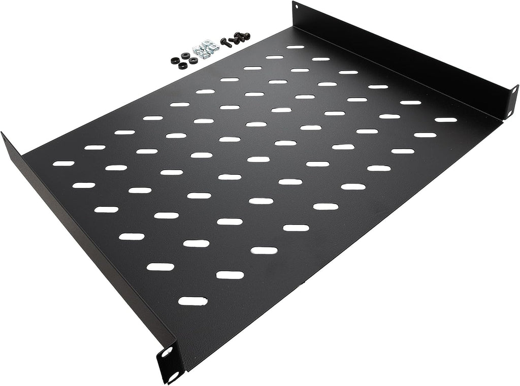 NavePoint Universal Rack Tray Vented Shelves 1U Black 14 Inches (350mm deep) No Lip - Image 4