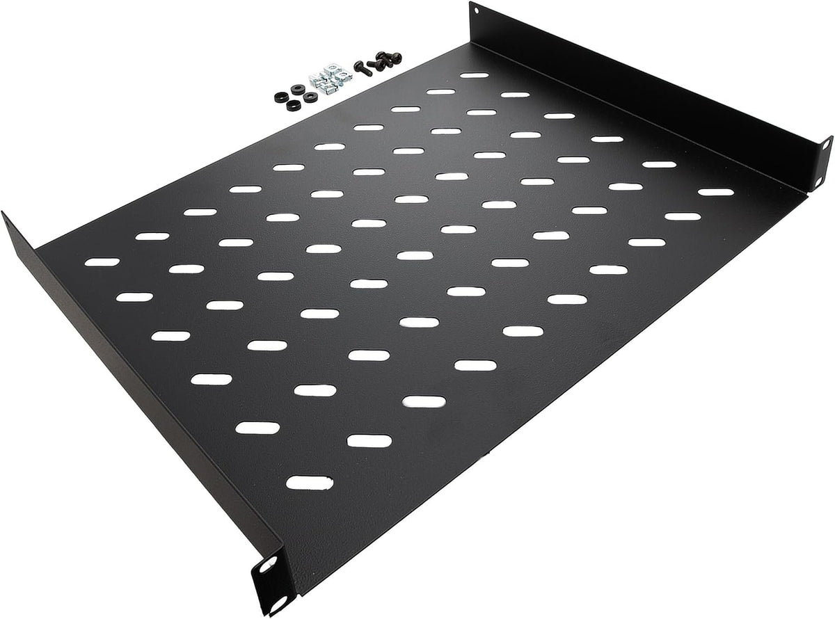 NavePoint Universal Rack Tray Vented Shelves 1U Black 14 Inches (350mm deep) No Lip - Image 4