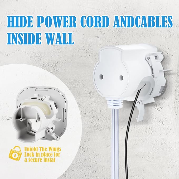 in Wall Cable Management Kit for Wall Mounted TV, Professional TV Cord Hider & Wire Concealer with Power Outlet & Pass Through, Included DIY Hole Saw, Hide Cables Behind Wall, White - Image 4
