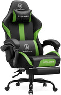 GTPLAYER Gaming Chair with Pocket Spring Cushion, Leather Office Chair with Ergonomic High Back & Lumbar Support for Back Pain Relief, Computer Game Chair for Adults, Grass Green by GTPLAYER