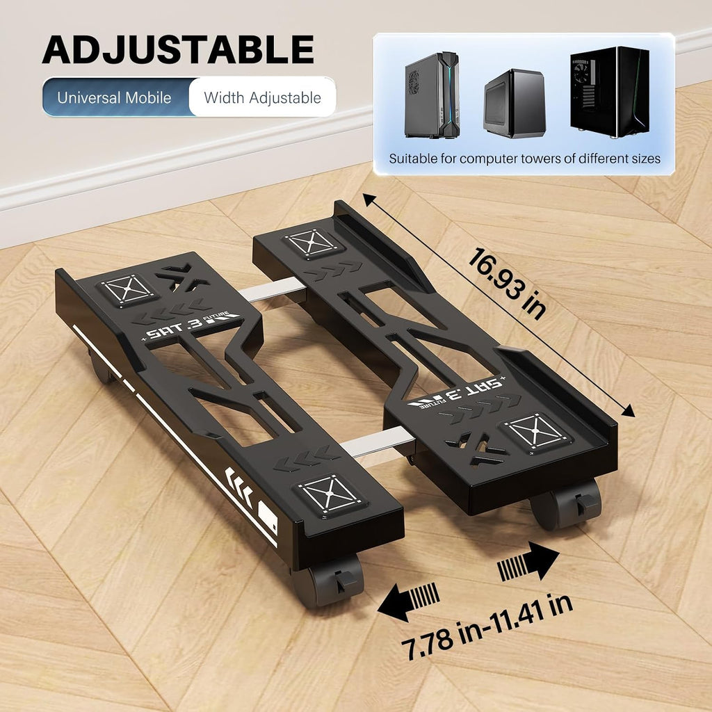 Adjustable Computer Tower Stand, Mobile PC Stand for Floor (Black) - Image 2