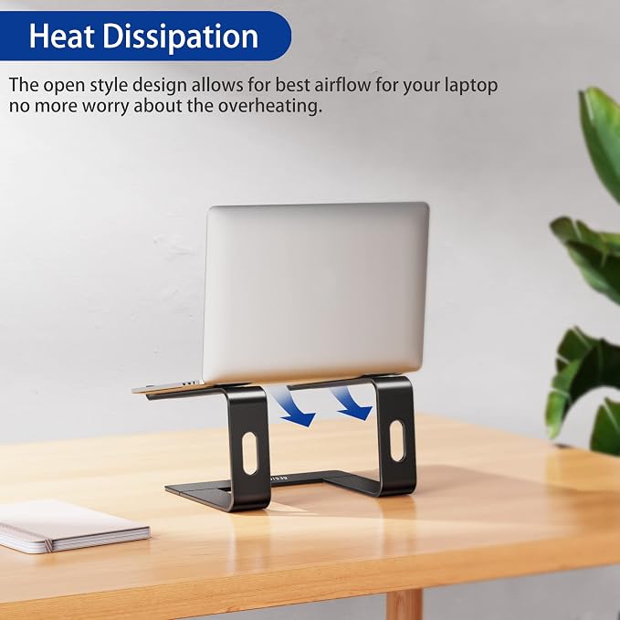BESIGN LS03 Aluminum Laptop Stand, Ergonomic Detachable Computer Stand, Notebook Riser, Laptop Mount Compatible with Air, Pro, Dell, HP, Lenovo More 10-15.6" Laptops, Black - Image 6