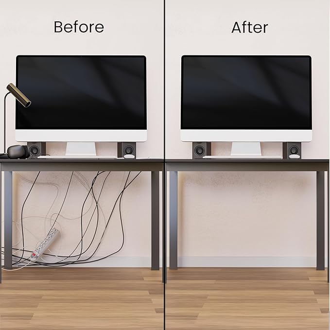 EVEO Cable Management Under Desk Kit (12 Units)- Under Desk Cable Management Cord Cover, Cable Hider Cord Management Under Desk Cable Organizer Cord Organizer Tray - 96''J Channel 12X16 - White - Image 4