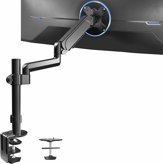 VIVO Single Monitor Arm Mount for 17 to 32 inch Screens - Tension Height Adjustment, Full Articulating Tilt, Swivel, Heavy Duty VESA Stand with Desk C-clamp and Grommet Option STAND-V001K by Unknown