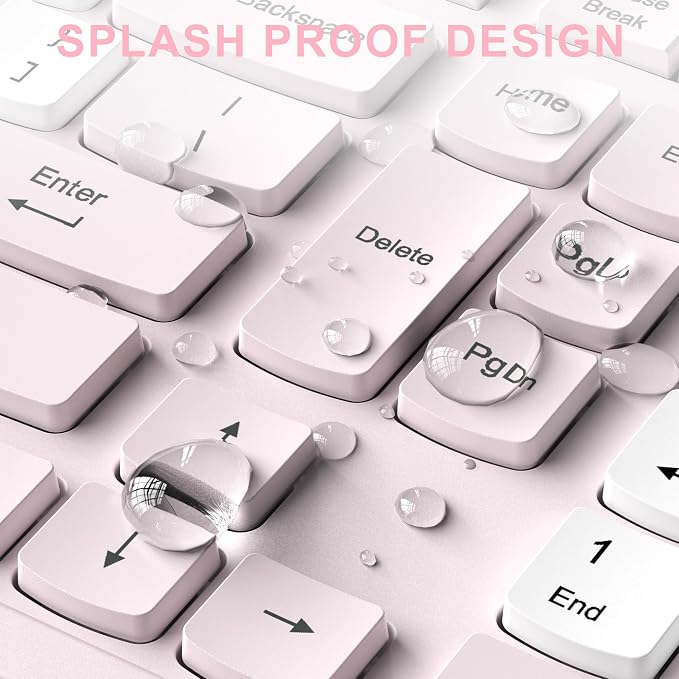 Wireless Keyboard and Mouse Combo Silent for Office and Home(Pink-B) | 2.4G Full Size Silent Cordless Keyboard with Tilt Legs,3-Level DPI Quiet Mouse,for Windows/Mac OS/Desktop/Laptop/PC - Image 8