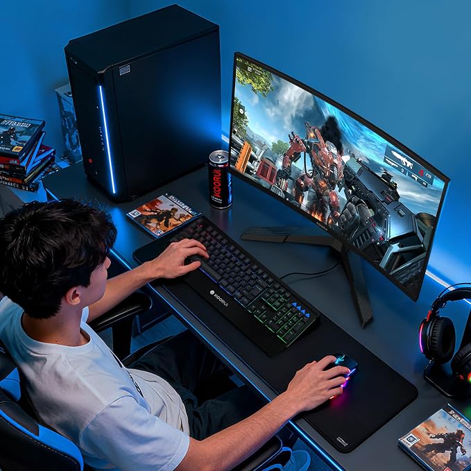 KOORUI 27 Inch Curved Gaming Monitor QHD 180Hz, 1ms 1500R VA Display | 2560×1440 Monitor, Adaptive Sync, 4000:1 Contrast, 90% DCI-P3, Eye Care, HDMI×2 and DP, VESA, FPS & Console Gaming - Image 9