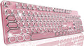 TK950 Typewriter Wireless Mechanical Keyboard, Aesthetic Tri-Mode Bluetooth/2.4G/Wired Retro Punk Typewriter Keyboard with White Backlit, Blue Switch, Round Keycaps for Laptop/Mac/iPad/Win, Pink by SEUNKWANG