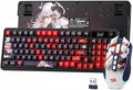 Redragon Anime Keyboard & Mouse Combo, K719 PRO KB + M612AK 8000 DPI Mice | Multi-Function Control Knob, LED Screen & Knob, 0-Delay Tri-Mode, 95 keys Creamy Cushioned Typing, 9 Button Macro Combos by REDRAGON