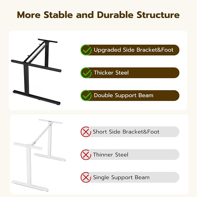 L Shaped Electric Standing Desk - 51x31.5 Inch Reversible Corner Sit Stand Desk with Hook&Cup Holder,Electric Height Adjustable Table,for Small Home Office&Bedroom Computer Desk, Rustic Brown - Image 4