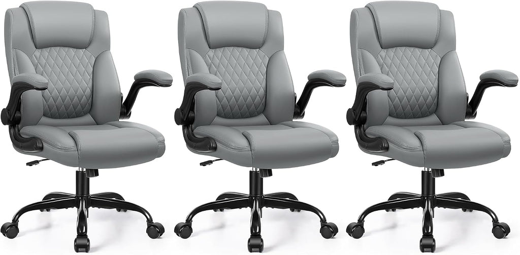 Leather Office Chair, PU Home Computer Desk Chairs with Ergonomic Back Support, 360°Swivel Free，Small Gaming Chair with Wheels and Adjustable Armrests, for Short People Use by Brick Attic