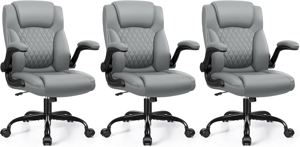 Leather Office Chair, PU Home Computer Desk Chairs with Ergonomic Back Support, 360°Swivel Free，Small Gaming Chair with Wheels and Adjustable Armrests, for Short People Use by Brick Attic