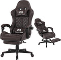 Gamtimer Gaming Chair, 400 LB Weight Capacity,with Pocket Spring Cushion | Ergonomic Backrest Office Chair,Leather, with Headrest and Lumbar Support, Footrest, Suitable for Adults(Brown) by GAMTIMERBrandHome