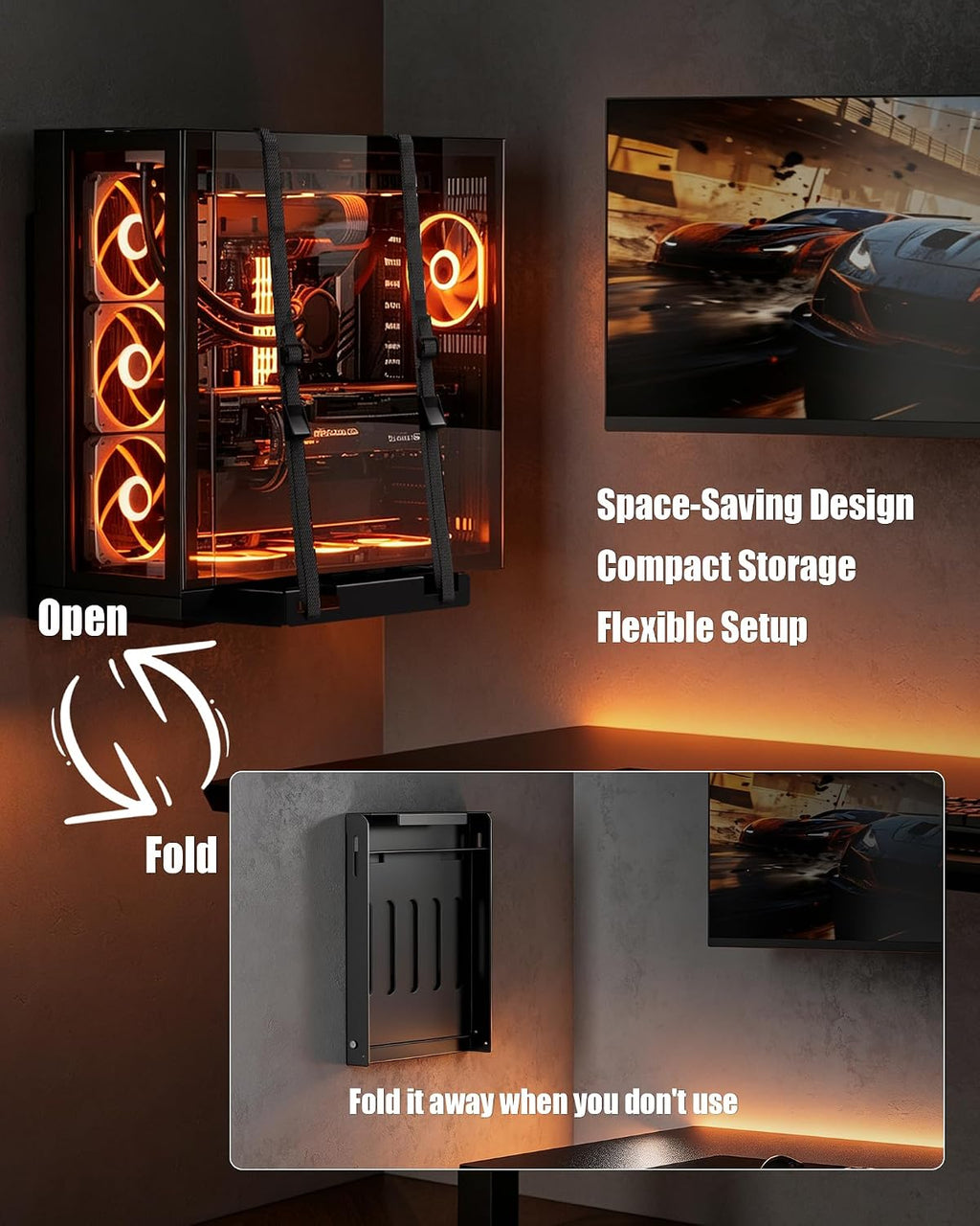 Heavy Duty PC Wall Mount for Most Mid Towers & Gaming PC Cases, Load 66lbs - Image 5