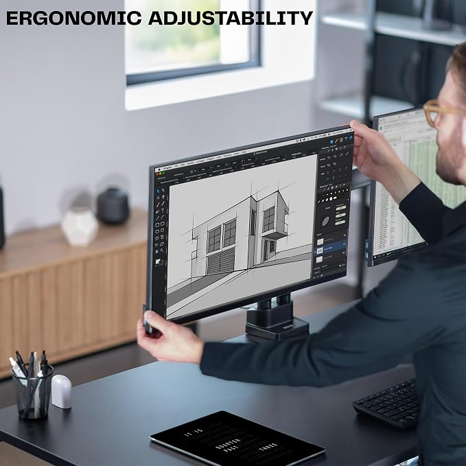 VIVO Premium Aluminum Full Motion Dual Monitor Desk Mount Stand with Lift Engine Arm, Fits Ultrawide Screens up to 35 inches, STAND-V102BB - Image 8