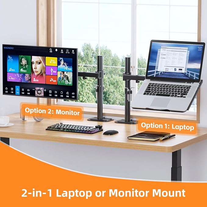 suptek Laptop Notebook Desk Mount Stand, Adjustable Single Monitor Laptop Arm Mount with Ventilated Tray,up to 17 inch,Holds up to 22 lbs - Image 4
