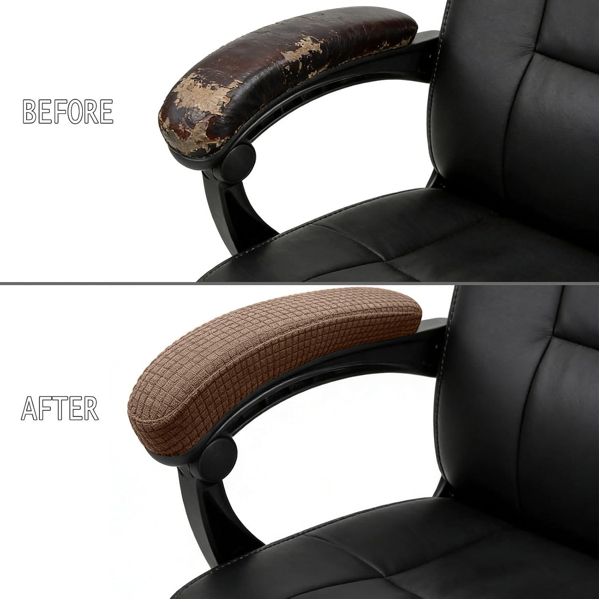 Office Chair Armrest Covers, Stretchable Removable Washable Chair Arm Covers, Elastic Desk Computer Gaming Chair Arm Rest Protector Slipcovers (Light Coffee) - Image 2