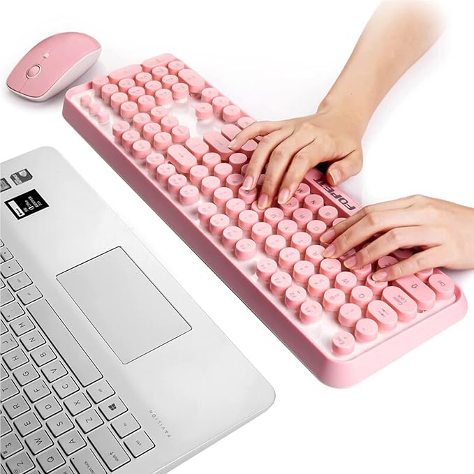 Keyboard and Mouse Sets Wireless, Reliable 2.4 GHz Connectivity for PC,Laptop,Smart TV and More (Pink) - Image 3