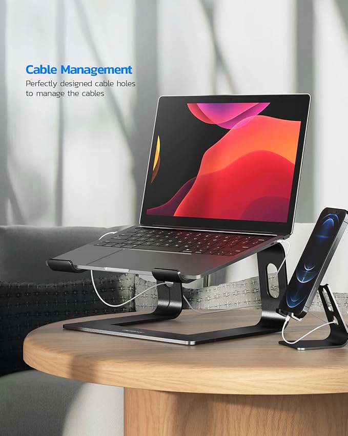 Nulaxy Full Aluminum Laptop Stand, Stable Support to 22 lbs, Black | Detachable for Portable Storage, Easy Setup, Saves Desk Space, Compatible with 10-16 Inch Laptops, Office Desk Accessories - Image 6