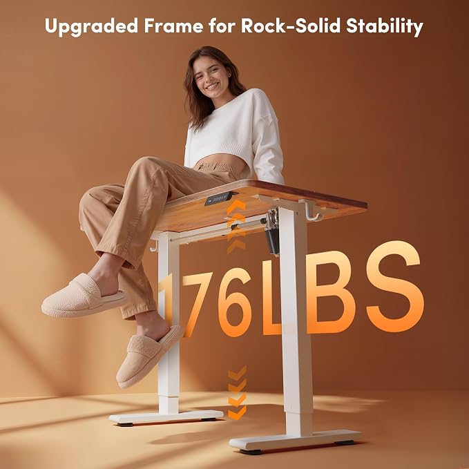 FEZIBO 40 x 24 Inches Electric Standing Desk Adjustable Height, 3 Memory Height Settings, Sit Stand Up Desk for Home Office & Computer Workstation, Light Rustic - Image 4
