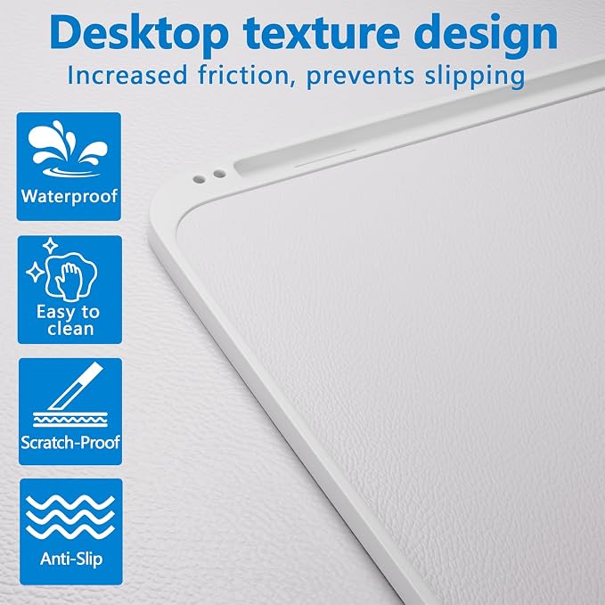 Potuopy Adjustable Lap Desk, Large Smooth Easy-Clean Wood Grain Desktop, Foldable Laptop Bed Tray Table with Storage Drawer, Portable Laptop Stand Fits 17" Laptop for Bed Couch Floor (Grey) - Image 5