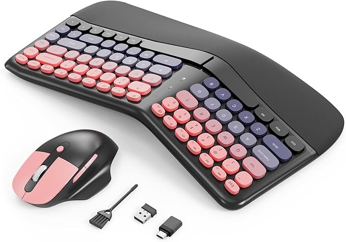 Ergonomic Wireless Keyboard Mouse, Mechanical Gaming Set with Wrist Rest | Compatible With All windows and Type C Computer,With OTG & Long Clean Bruch,Ideal for PC, Home, Office and College by Unknown