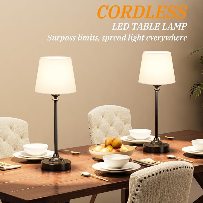 Kakanuo Cordless Table Lamp Rechargeable Black - 1 Pack 4000mAH Battery Operated Lamp for Decor, 3000K Stepless Dimming Touch Control Wireless Lamp for Bedroom, Dining Table, Kitchen, Living Room - Image 4
