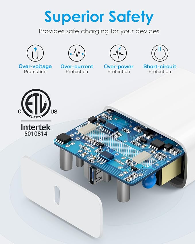20W Fast Charger for iPhone 17/16/15 with 6FT Cable [3-Pack] | USB-C Wall Charger & C-to-C Cable, Compatible with iPhone 17/16/15 Series, USB-C iPad Pro/Air/Mini & More - Image 5